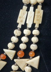 Vintage Bone or Horn Necklace Multi Strand Tribal Boho Statement