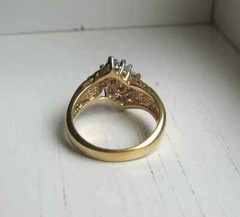 Vintage 14K 585 Solid Yellow Gold Diamond Cocktail Cluster Sz 7 Ring