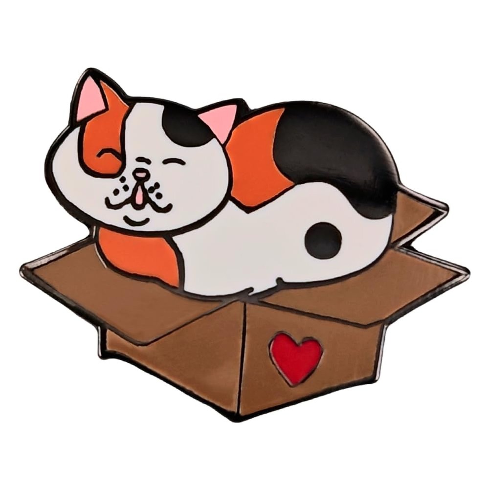Enamel Pin,Cute Cat on Box Lapel Pin Cartoon Kitten Brooch,Gift For Cat Lover…