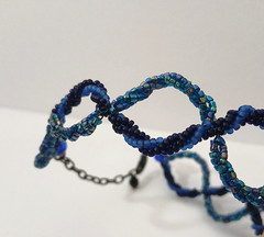 Vintage Czech Republic Choker Necklace Blue Beads Infinity 90s Y2K