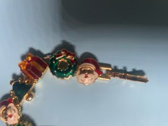 Vintage Christmas Charm Bracelet Santa Tree Snowman Stocking Enamel 8”