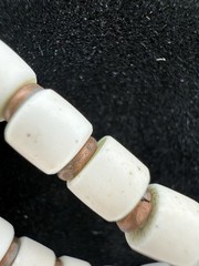 Tribal Bib Necklace White Bone Look Beads Brass Multi Strand Boho Ethnic Vintage