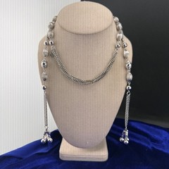Vintage Sarah Coventry Lariat Necklace Silver Tone 36”