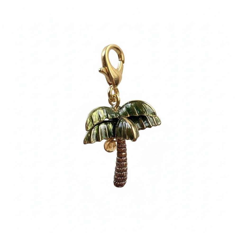Vintage Juicy Couture Charm Spinning Palm Tree Green Gold Tone Y2K for Bracelet