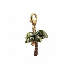 Vintage Juicy Couture Charm Spinning Palm Tree Green Gold Tone Y2K for Bracelet