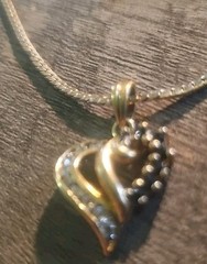 Heart Pendant 925 signed,prong-set stones