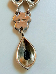 Vintage Black Onyx and Marcasite Sterling Silver Necklace