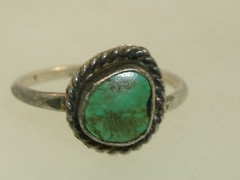 VINTAGE OLD PAWN STERLING SILVER & TURQUOISE RING! SZ 6