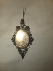 Antique Victorian Mourning Locket Brooch Pendant Seed Pearl Turquoise GF