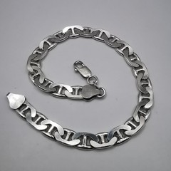 925 Italy Sterling Silver Vintage Mariner Anchor Link Bracelet Heavy Chain