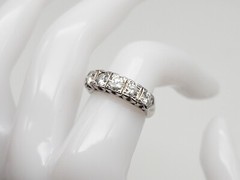 Vintage 1940s $6000 5 Stone 1.50ct VS H Natural Diamond 14k White Gold Band Ring
