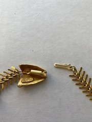 Vtg MDM Maison De Mode Fish Bone FishHead Necklace Gold Tone 16” Mermaidcore