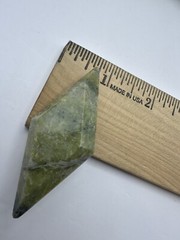 Vintage Faceted Green Stone Handmade Pin Brooch Canadian Jade? 2.5 Inches