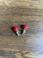 Vintage 80s 90s Monet Red Round Stud Earrings