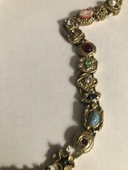 Vintage GOLD TONE SLIDE BRACELET MULTIPLE STONES 7 1/2”