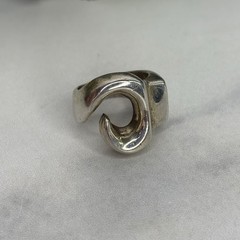 Vintage Taxco Sterling Silver Wave Ring Mexico Modernist Abstract Heavy 22 Grams