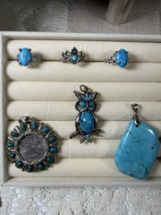 Vintage & Modern Estate 22 Pc Turquoise Inspired Jewelry Lot-All Wearable