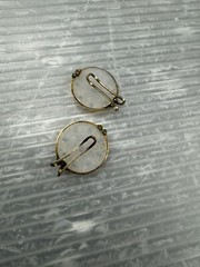vintage HILLCRAFT CASTLECRAFT 1950s Slide-On EARRINGS .75” AURORA BOREALIS