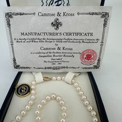 CAMROSE & KROSS Jackie Kennedy Faux Pearl Necklace 17” w Box COA