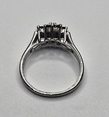 Vintage 925 Sterling Silver Dark Sapphire Cluster Deco Style Ring Size 8.5in