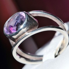 Silver ring 1.50ct amethyst solitaire size 6.75 vintage handmade 3.50gr