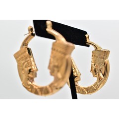 Luxor Vintage Earrings Gold Pharaoh Egyptian Chunky Dangle NOS 1990s A22