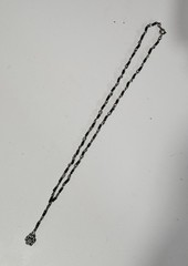 Vintage Black Beaded Chain Necklace With Silver Tone Daisy Flower Charm