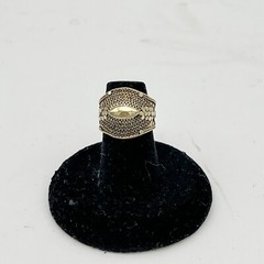 1970s Vintage Brass Boho Hippie Domed Signet-type Ring/Sz 5.25