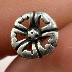 Vintage 1990s Sterling Silver Oxidized Floral Rosette Stud Earrings