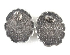 VINTAGE CAROL FELLEY STERLING STUD EARRINGS w LIME GREEN STONE, .91 INCH, 13 GRM