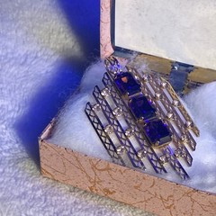 ABSOLUTELY STUNNING! N/M VTG ANTIQUE GOLD FILLED DECO pendant PURPLE RHINESTONES