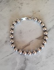 Vintage Sterling Silver 925 Beaded Ball Bracelet – 7″, 13g Lobster Claw Clasp