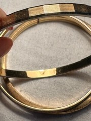 2 MONET Signed bracelets gold tone metal bangle 1 12k GF Marathon hinged TX311
