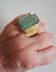 Vintage Huge Heavy Nephrite Jade Statement Ring Sz 9.5 Vermeil Sterling Silver