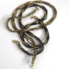 Set of 2 Vintage Flat Braided Necklaces Serpentine Chain Gold/Black/Silver 24″