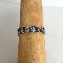 Signed SIAM Thai Sterling Silver 925 Black Niello Garuda Panel Bracelet 6.75″