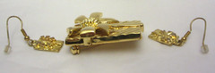 Vintage Gift Box AAI Gold Tone Pin Brooch w/ Matching Pierced Earrings Signed