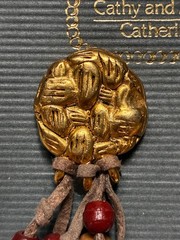 Vintage Catherine Stein Semiprecious Stone Beaded Leather Clip Back Earrings