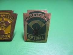 Little League Softball Official Pin Lot of 2 Size Approx .5 x .5 Inches Used