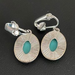 Vintage Southwestern Faux Turquoise Red Resin Bead Clip On Earrings