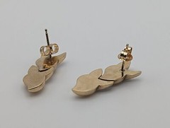 Large Vintage 10k White & Yellow Gold Wheat Stem Drop Earrings 10k Solid Multi