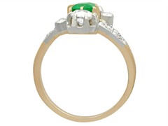 Antique 1880s 1.12 Ct Diamond 0.60 Ct Emerald 18k Yellow Gold Twist Ring 6 1/8