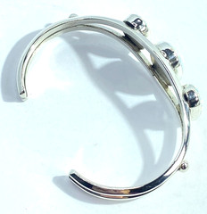 Vintage Sterling Native American Signed Carlos Faux Opal Cuff Bracelet 2 3/8″