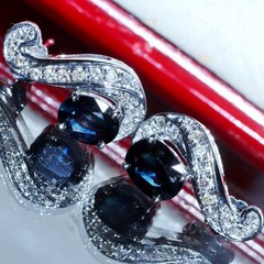 18k white gold 2.69ct natural, treated sapphire natural diamond earrings 5.78gr