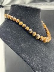 Vtg Tigers Eye Jewelry Faceted Tiger’s Eye Round Beaded