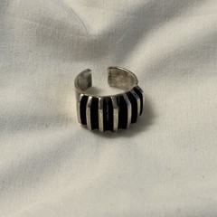 Vintage Anna Greta Eker Modernist Sterling Silver Ridged Adjustable Ring Size 8