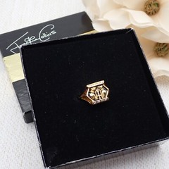 Vgt Jackie Collins 1980’s Egyptian Crystal Gold Tone Size 7.25 Ring In Orig Box
