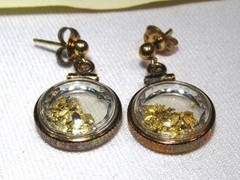 Cripple Creek Co Gold Nugget Capsule Earrings in OGP w/ COA ETC11046