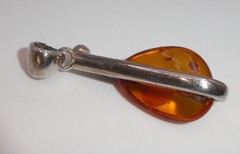 Vintage Sterling Silver 925 Baltic Amber Pendant Modernist – 1 7/8″l – 10.5g