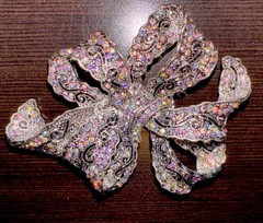 Fabulous Bow shaped Vintage Rhinestone Brooch Heavy Approx 3.5 Inches ?Marked